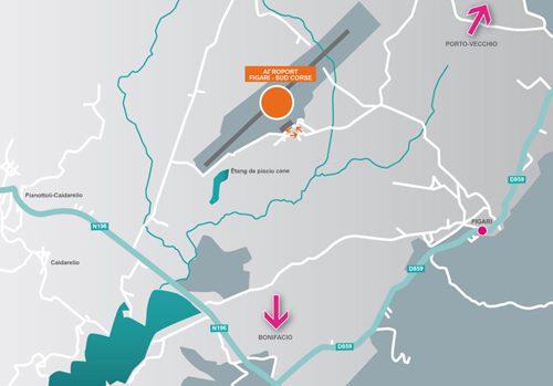 Plan d'accès Aéroports Figari - Sud Corse